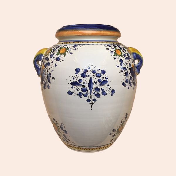 CB108F 64 - Jar cm 64 H Cafaggiolo blu  with florentine lily